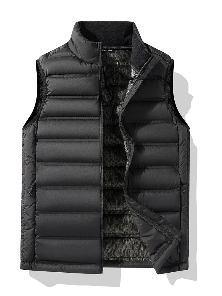 90%White Duck Down Winter Couple Vest Sleeveless Puffer Jacket Graphene Liner Stand Collar Warm Down Gilet Coats Big Size 8XL