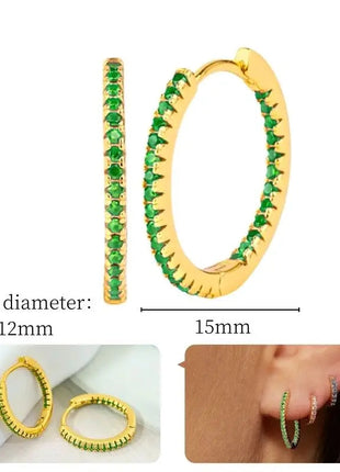 925 Sterling Silver Needle Green Zircon Gold Earrings Heart Hoop Earrings for Women Delicate Stud Earrings Luxury Jewelry Gifts PlatiNum