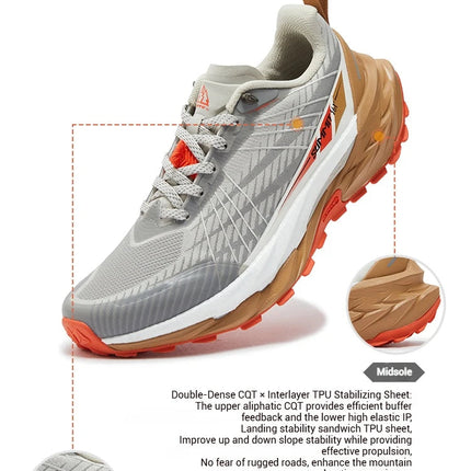 361 Degrees Yushan PRO Men Running Shoes Durable Hiking Cushioning Breathable Non-slip Outdoor Jogging Male Sneakers 672522250 PlatiNum