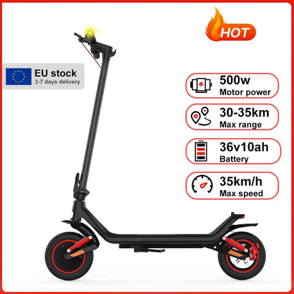 Monopattino Elettrico con Batteria 36V10Ah, Velocità 35km/h, Autonomia 35KM, Pneumatici da 10 Pollici, Motore 500W, per Adulti, Carico Massimo 120kg