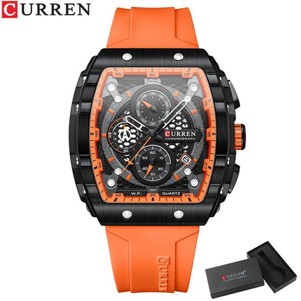 CURREN Orologio da uomo alla moda, marchio unico, design quadrato, lusso, nastro sportivo al quarzo, orologi da uomo impermeabili platinumshop