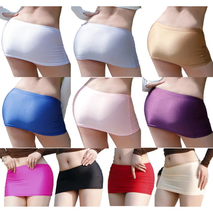 Minigonna da donna a vita bassa Tinta unita Cintura elastica Lingerie Minigonna aderente Gonna ultra trasparente Gonna da spiaggia Abbigliamento da notte
