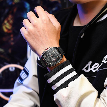 CURREN Orologio da uomo alla moda, marchio unico, design quadrato, lusso, nastro sportivo al quarzo, orologi da uomo impermeabili platinumshop