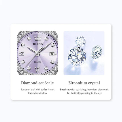 OLEVS 5628 Orologio al quarzo da donna Orologio da polso impermeabile luminoso in acciaio inossidabile con scala di diamanti e funzione data platinumshop