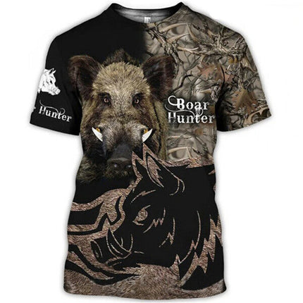 Men's Camo Hunting Wild Boar 3D Print T-Shirt Sport Short Sleeve Tee Tops Casual O Neck Streetwear T-shirt Men's Clothing