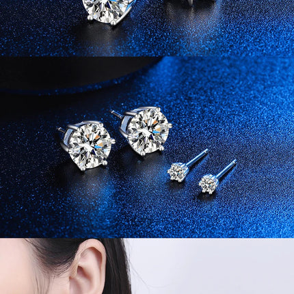 GRA 925 Sterling Silver D VVS1 Moissanite Earrings Diamond Tester Positive Snow Stud Zircon Women Sparkling Wedding Jewelry PlatiNum
