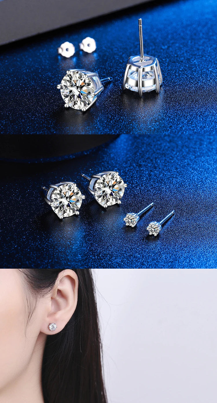 Promotion Moissanite Earrings for Women Pass Diamond Test Pen 100%  With Certificate Ear Studs 925 Sterling Silver Fine Jewelry PlatiNum