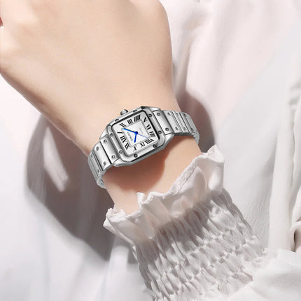 Orologi da donna quadrati Orologio da donna al quarzo Orologio da polso femminile Cinturino in bambù in acciaio inossidabile Orologio da donna casual Orologio Relogio Feminino platinumshop