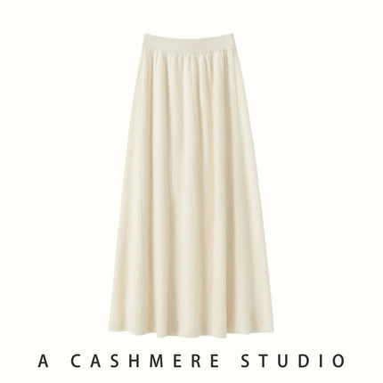 Choice New 100% Cashmere Skirt Women Long Skirt Autumn Winter Office Lady Soft Cashmere A Line Skirt Simple Grace Cashmere Dress PlatiNum