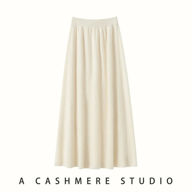Choice New 100% Cashmere Skirt Women Long Skirt Autumn Winter Office Lady Soft Cashmere A Line Skirt Simple Grace Cashmere Dress PlatiNum