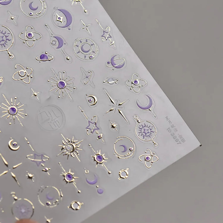 Gold Silver Metal Nail Stickers Dark Retro High-end Cross Nail Art Accessories Sticker Back Blue Nails 3D Decorations Decals DIY