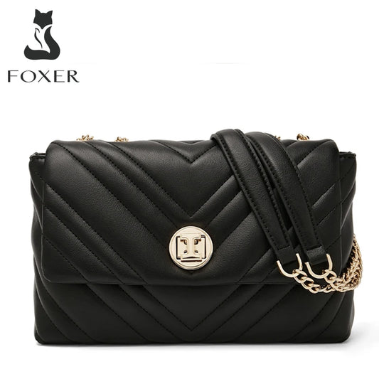 FOXER Women Shoulder Cossbody Bag Fashion Lady Split Leather Luxury Underarm Bag High Quality Flap Purse Gifts bolsos de mujer