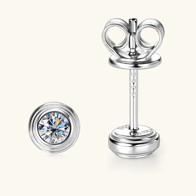 IOGOU D0.10CT Moissanite Diamond Round Stud Earrings 925 Sterling Silver Original Fine Jewelry for Women Girls Anniversary Gifts PlatiNum
