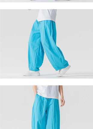 Pantaloni Uomo Nuova Estate Pantaloni larghi leggeri e sottili in vita elastica Sport all'aria aperta maschili Pantaloni larghi casual oversize da uomo Streetwear