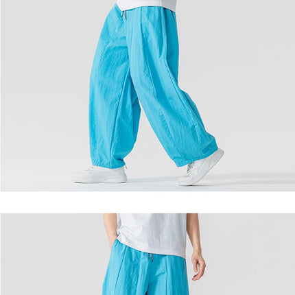 Pantaloni Uomo Nuova Estate Pantaloni larghi leggeri e sottili in vita elastica Sport all'aria aperta maschili Pantaloni larghi casual oversize da uomo Streetwear
