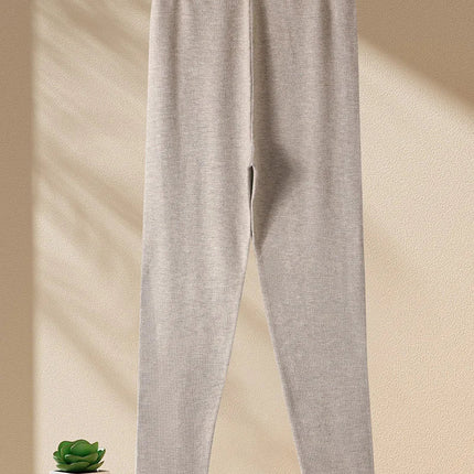 Wool Knitted Women Leggings 2024 Autumn Winter Elastic High Waist Casual Soft Warm Comfortable Trousers Ankle-Length Solid Pants PlatiNum