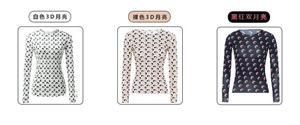 Nuova Maglietta Donna in Rete Stampata, Moda Primavera-Autunno, Casual a Maniche Lunghe, Protezione Solare, Strato Interno in Seta Ghiacciata