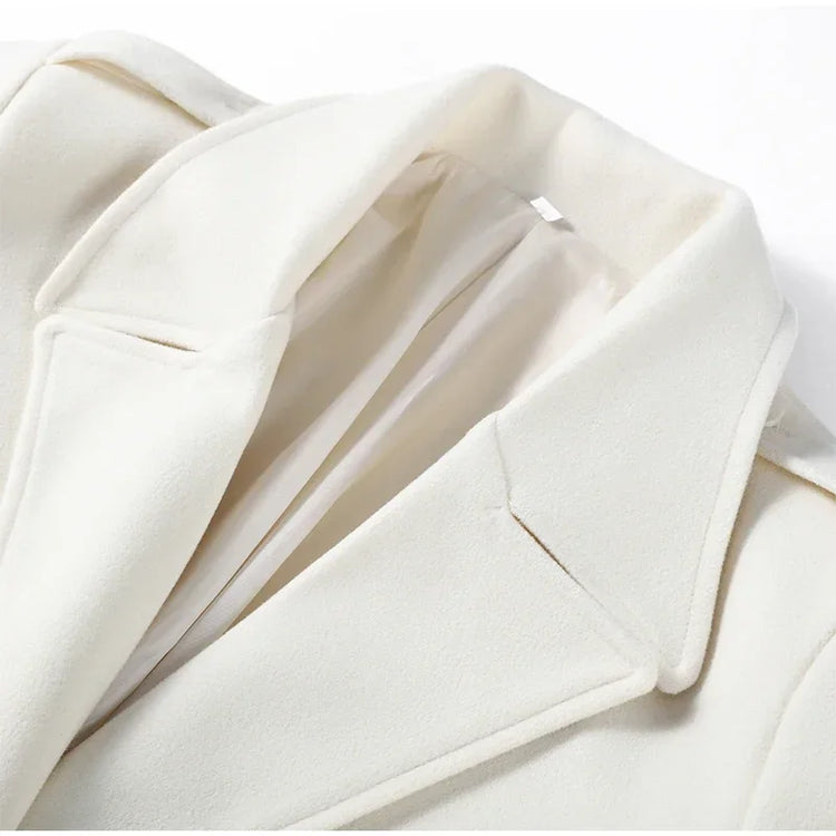 Fashion Solid Women's Wool Coat Lapel Double Breasted Button Long Sleeves Loose Coat Chic 2026 Autumn Winter New Street Wear