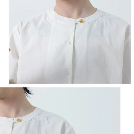 Camicie in Lino Stile Cinese per Uomo, Top Retrò Comodo Stile Tang, Camicie a Maniche Corte Tinta Unita per Kung Fu e Tai Chi