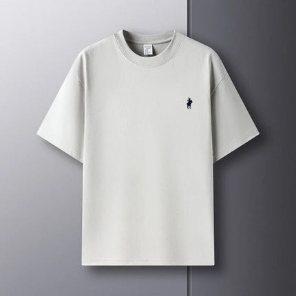 Men's Round Neck Short Sleeve 100% Pure Cotton T-shirt Hot Sale Luxury Brand Summer Exquisite Embroidery Pony Breathable Top