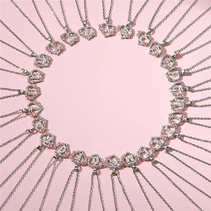 Collana con ciondolo fiore lettera AZ femminile carina, regalo di gioielli da sposa color argento per le donne