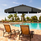Ombrellone da Patio in Legno di Faggio da 300 cm con Tetto Ventilato, Regolabile a 2 Livelli di Altezza e Angolazione, per Giardino, Piscina, Spiaggia