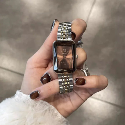 CILOA Orologio retrò marrone da donna cinturino quadrato in acciaio inossidabile 2025 nuovo marchio di moda di tendenza orologio autentico di alta qualità platinumshop