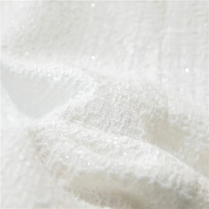 Women's Mid-Length/Short White Black Tweed High-Waist Woolen A-Line Autumn Winter Fragrant Silk Skirt PlatiNum