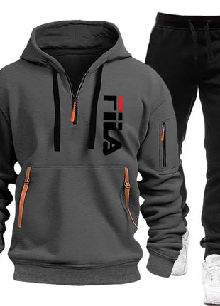 Autumn and winter hot selling men's hooded sweatshirt+casual pants two-piece outdoor multi pocket pullover and sports pants set PlatiNum