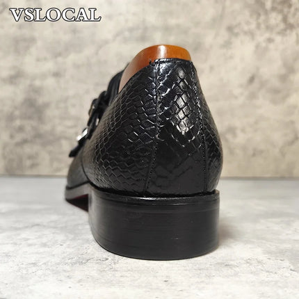 Mocassini da uomo di lusso Scarpe Stampe di serpente Abito formale Scarpe casual da uomo Nero Marrone Scarpe da doppio monaco in vera pelle da uomo