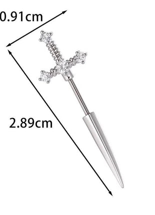 New Fashion Love Wings Cross Acciaio inossidabile Osso dell'orecchio Chiodo Zircone lucido Orecchino con filo alla moda per le donne Accessorio per piercing al corpo platinumshop