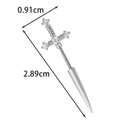 New Fashion Love Wings Cross Acciaio inossidabile Osso dell'orecchio Chiodo Zircone lucido Orecchino con filo alla moda per le donne Accessorio per piercing al corpo platinumshop