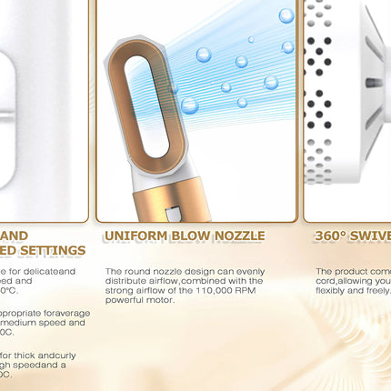 LUXLOCK 5-In-1 Hair Dryer Curling Iron Hot Air Comb Dyso Air Bag Hair Dryer Styling Tool Straightener Hairdressing Tool Gift