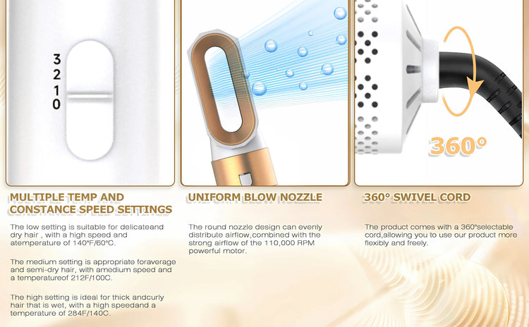 LUXLOCK 5-In-1 Hair Dryer Curling Iron Hot Air Comb Dyso Air Bag Hair Dryer Styling Tool Straightener Hairdressing Tool Gift
