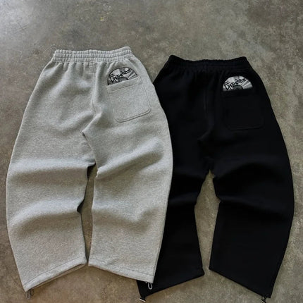 Street wear punk hip hop men suit Y2K new American gothic Harajuku embroidery design jumper oversized casual loose sports suit PlatiNum
