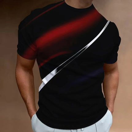 Men's Printed 3D Line T-shirts Fashion Men's T-shirt Street Designer Oversized Short Sleeve T-shirt Daily Casual Sportswear
