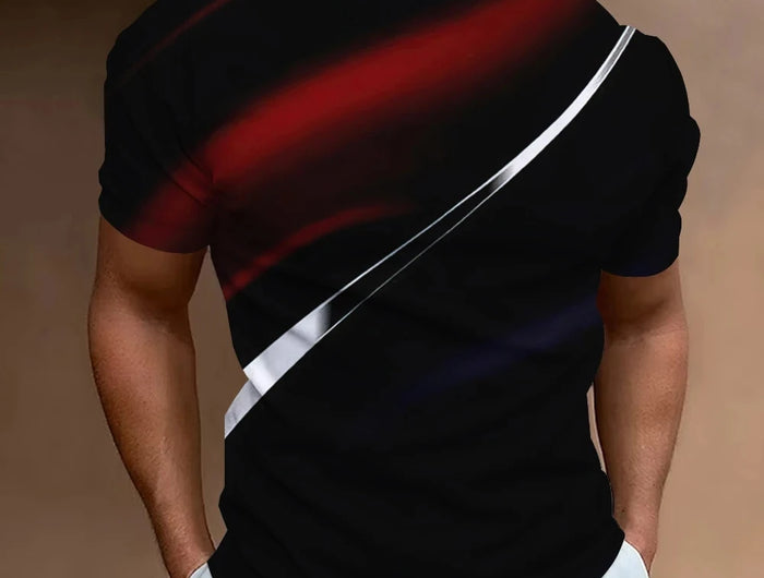 Men's Printed 3D Line T-shirts Fashion Men's T-shirt Street Designer Oversized Short Sleeve T-shirt Daily Casual Sportswear