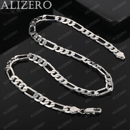 Men's 925 Sterling Silver Necklace 2/4/6/8/10/12MM 40-75cm Figaro Chain Necklace Lobster Clasp Men Women Engagement Jewelry PlatiNum
