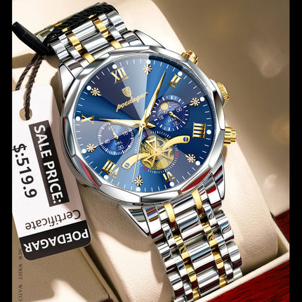POEDAGAR Orologio da uomo di lusso Top originale impermeabile cronografo luminoso orologio da polso da uomo al quarzo in acciaio inossidabile orologi da uomo Reloj platinumshop