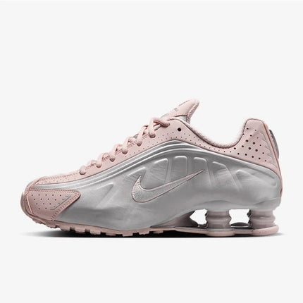 Nike Shox R4 Women's Running Shoes Low-Top Casual Comfort Breathable Wear-Resistant Support White Sail Crimson AR3565-103 PlatiNum