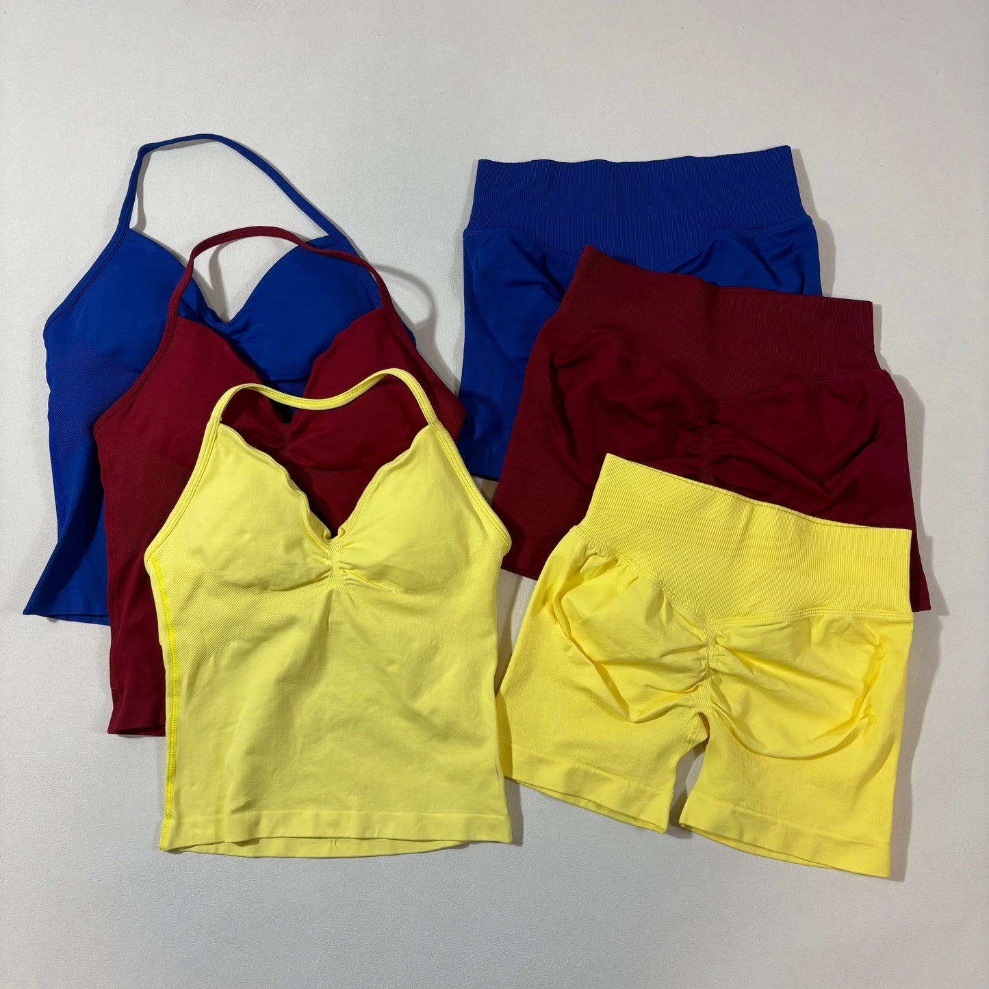 Yoga 2pcs Impact Gym Set Women Backless Tank Tops High Waist Scrunch Seamless Shorts Fitness Clothes Activewear Workout Sets