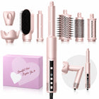 Ukliss Pink 1400W Multi-Styling Negative Ion Hairdryer Comb 8-in-1 Curling Brush Heat Wind Comb Hairdressing Tool