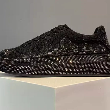 Luxury New Men Rhinestone Lace Up All Match Brand Shoes Causal Flats Loafers Sports Walking Sneakers Zapatos Hombre Vest