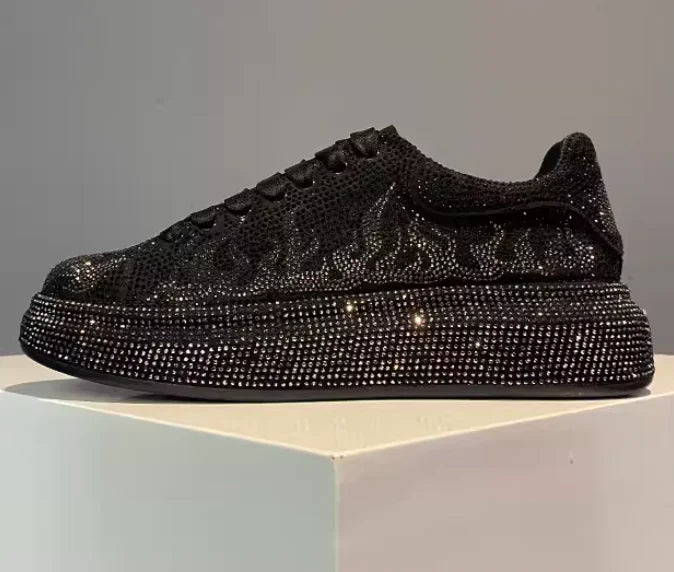 Luxury New Men Rhinestone Lace Up All Match Brand Shoes Causal Flats Loafers Sports Walking Sneakers Zapatos Hombre Vest