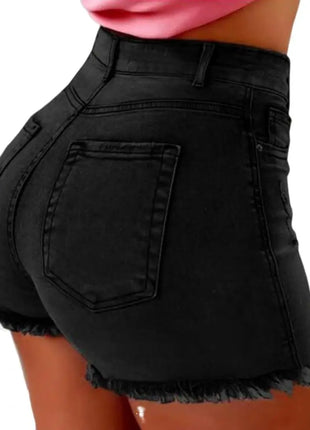 2025 Pantaloncini da donna con bordo strappato effetto consumato retrò Vita alta lavati Tasche later