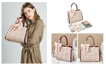 FOXER borsa a spalla donna in pelle con foulard seta
