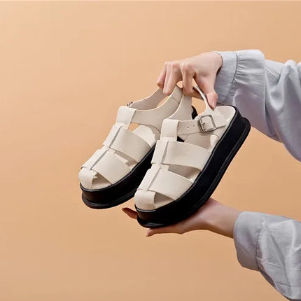 AIYUQI Women's Closed-Toe Sandals, New Summer 2026 Roman Sandals, Fashionable Woven Women's Thick-Soled Casual Shoes