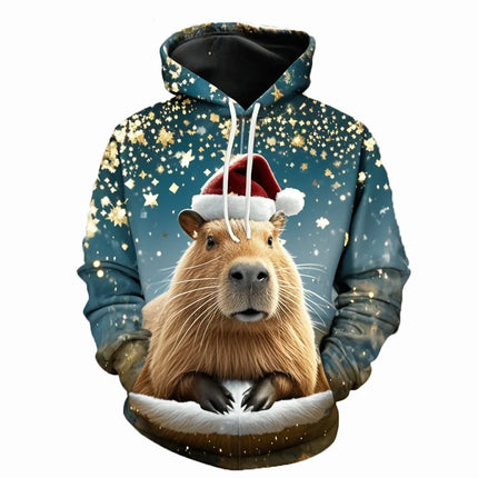 Christmas Funny Animal Capybara 3D Print Hoodies Men Women Streetwear Sweatshirts Pullovers Hoodie Tracksuits Tops Man Clothing
