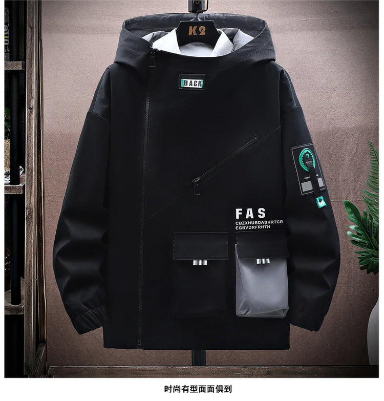 Autumn Men Tracksuit Casual Spring Sportswear Hooded patchwork Jackets Pants 2 Piece Sets Hip Hop Running Sports Suit