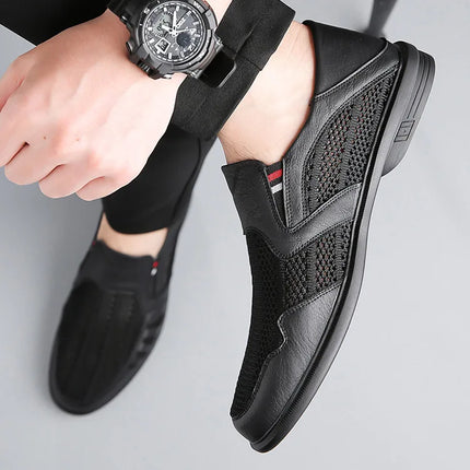 Scarpe basse formali estive maschili Scarpe casual traspiranti da uomo Scava fuori mocassini da uomo Mocassini fantastici Scarpe da esterno slip on fatte a mano